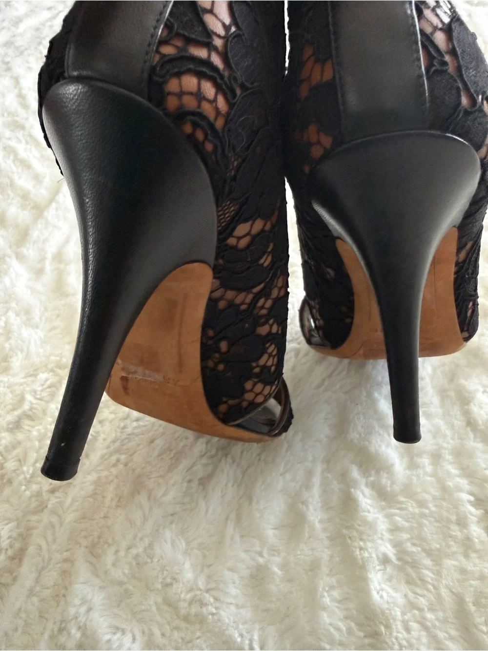 Givenchy Black Lace Open Toe Bootie Heels Pumps 6.5 EU 36.5